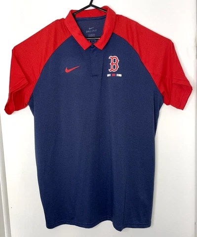 Nike Dri Fit MLB Boston Red Sox Breathable Golf Polo Shirt Red Navy Men's Sz XL Cover