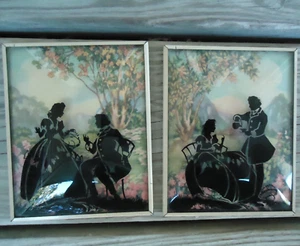 De Colección Par Burbuja Cúpula Vidrio Silueta Arte 5x4 Colgante Victoriano Tono Dorado Marco - Imagen 1 de 9
