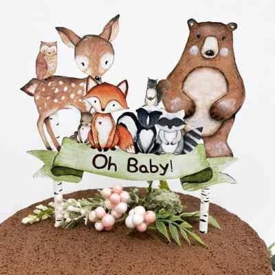 Topper de pastel de bosque, adorno de pastel de animales del bosque, decoraciones de baby shower Foto 1 de 4