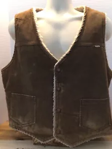 Vintage Nelson marrone velluto a coste sherpa foderato gilet camionista cowboy spettacoli abbigliamento X-Lrg - Foto 1 di 12