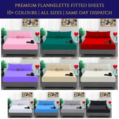 COMFORT COLLECTIONS 100% Brushed Cotton Flannelette Fitted / Flat / Sheet Set / Duvet Cover - Single