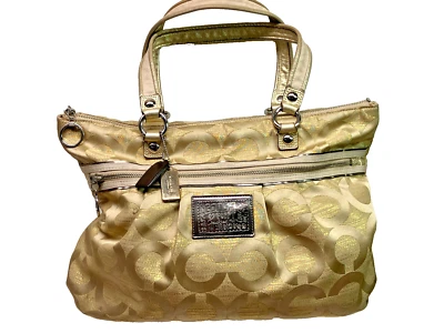 Auténtico Bolso de Hombro COACH H1026-15865 Dorado Beige Jacquard Amapola  Foto 1 de 4
