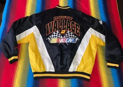Chaqueta de Carreras NASCAR Rusty Wallace Años 90 De Colección #2 Nuez Moscada Dale Banderas Ganador Grande Foto 1 de 4