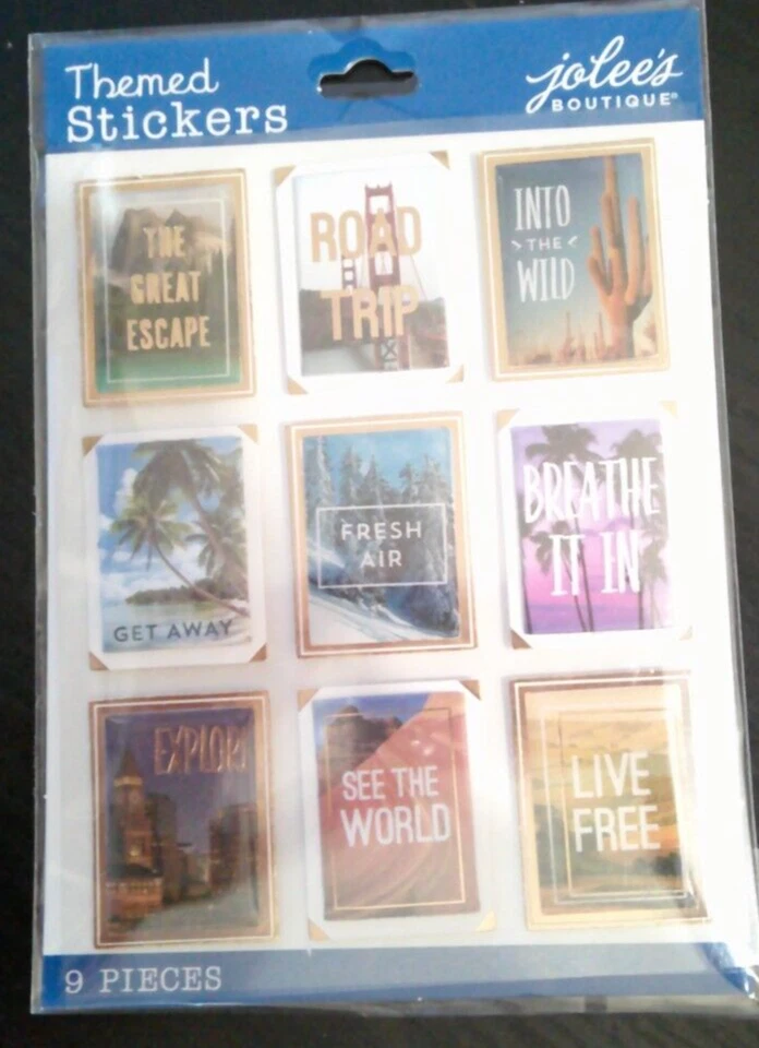 NUEVO 9 piezas JOLEES BOUTIQUE Viaje Tema Elevado Pegatinas Adornos Foto 1 de 1