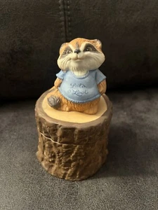 1981 Hallmark Cards Inc. Shirt Tales Rick Raccoon Porcelain Trinket Box - Picture 1 of 7