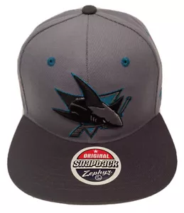 Zephyr NHL San Jose Sharks "Z11 Slate” Flat Bill SnapBack Hat NEW WITH TAGS - Picture 1 of 5