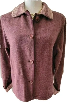 Norton McNaughton Womens Petites Dark Pink Soft Button Up Fleece Jacket PM - Image 1 of 4