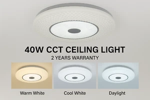 Luz de techo empotrada brillante LED 40W CCT seleccionable montaje empotrado redondo acrílico - Imagen 1 de 7