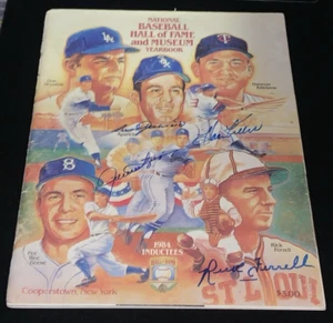 Signed 1984 HOF Program Mantle Williams Aaron Mays DiMaggio RARE 82+ Autos JSA - Picture 1 of 22