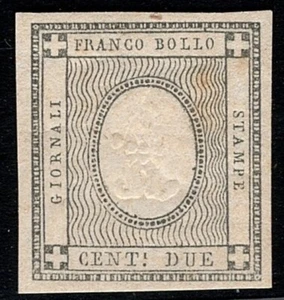 Sardinia 1861 Sass 81 2c Black MNH OG Error 'words two number 1' Cat €35000 Cert - Picture 1 of 3