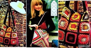 Granny square 2 tote shoulder bags crochet patterns copy 4 ply - Picture 1 of 7
