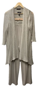 R&M Richards Womens 3 Piece Set Pants Open-Front Blazer Size 12 Champagne 445786 - Picture 1 of 14