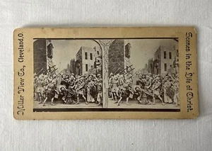 Victorian SCENES IN THE LIFE OF CHRIST Miller View Stereoview #11 JESUS FALLS - Foto 1 di 2
