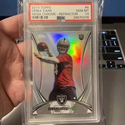 2014 Topps Mega Box Chrome Rookies Refractor Derek Carr #6 PSA 10 Rookie RC Foto 1 de 2