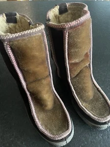 Ski Lounger Vintage Fascinators Boots Brown Leather Suede Faux Fur Women's 6 - Picture 1 of 6