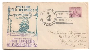 USS USF CONSTITUTION Fregatte Old Ironsides • 1933 Naval Cover • PORT CITIESEND WA - Bild 1 von 1