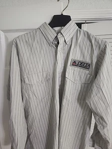 Delta Airlines Herren Streifen Wartung Langarm Medium Hemd Vintage Cintas - Bild 1 von 5