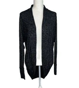 Athleta Black White Heathered Luxe Pose Wrap Cardigan Dolman Sleeve Open Yoga - Picture 1 of 10