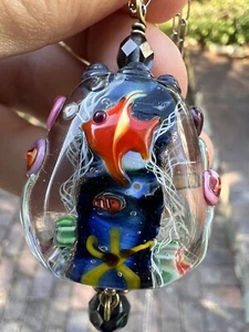 Stunning Murano Italian Glass Millefiori Fish Ocean Italian Art Glass Pendant - Picture 1 of 15