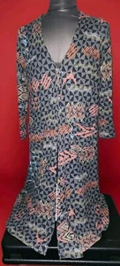 LuLaRoe Long Cardigan, Size L, Duster Style, Black & Gray Geometric Print, Open - Picture 1 of 3