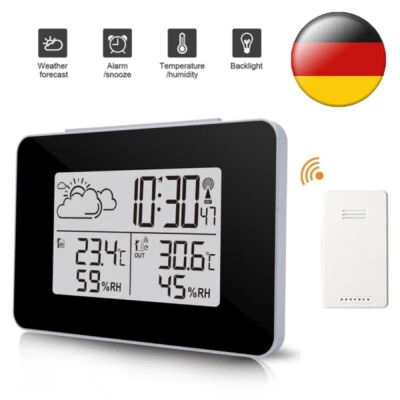 Wetterstation mit Funkwecker Funkuhr Thermometer Hygrometer mit Funk-Außensensor - Bild 1 von 4