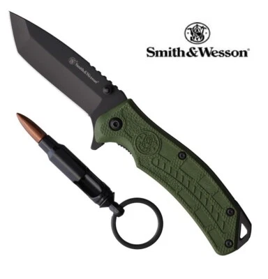 Navaja de Bolsillo Smith & Wesson HRT OD Verde Asistida Abierta con Abridor de Botellas Bala Foto 1 de 3