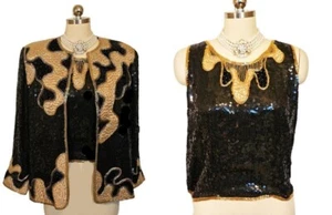 Chaqueta Brillante De Colección Judith Ann Creations Incrustada con Lentejuelas y Cuentas - Imagen 1 de 17