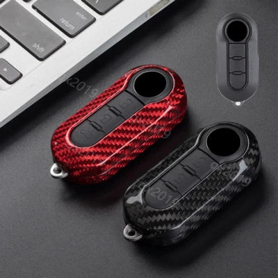 Carcasa de llave de coche de arranque remoto de fibra de carbono para Fiat Bravo 500 2007-2017 Foto 1 de 4