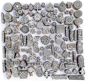 Sortiert Hölzern Block Drucken Stempel (Set von 10) Bulk01_10 - Bild 1 von 5
