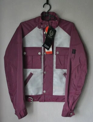 ¡NUEVO CON ETIQUETAS! ¡NUEVO! Auténtica Chaqueta de Motociclista BELSTAFF Violeta Plata Nylon Talla 42 Foto 1 de 4