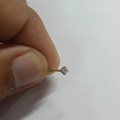 18K Gold Diamond Nose Pin Stud 0.04CT IGI Certified Unisex Men Women Jewelry - Image 1 of 4