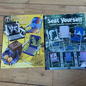 2-VTG Unique Lawn Chair Macrame Patterns Pepperell Company & Garden Spot - Picture 1 of 11