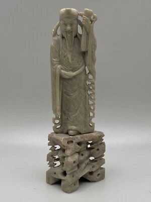 Estatuilla china de piedra verde tallada piedra de jabón viejo siglo XX Foto 1 de 4