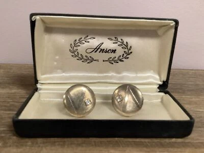 Gemelos Anson vintage - tono dorado, piedra transparente Foto 1 de 4