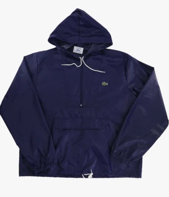 ViNTAGE IZOD LACOSTE BLUE NYLON HALF ZiP HOODiE PULLOVER WiNDBREAKER RAiNCOAT L - Image 1 of 4
