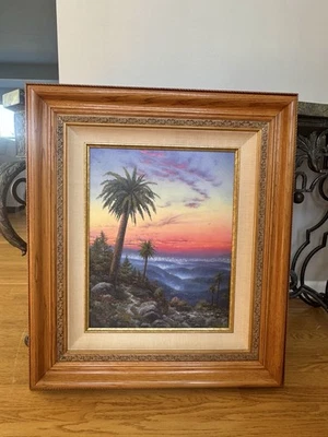 Lienzo enmarcado firmado Thomas Kincade Desert Sunset SN edición limitada Foto 1 de 4