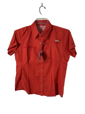 Columbia PFG Fishing Shirt Youth Girls XL Red Short Sleeve Breathable/Vent NWT - Image 1 of 4