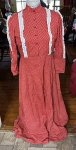 Vintage Handmade 70er Calico Prairie Kleid Gr. M -L Spitze Blumen Cottagecore - Bild 1 von 6