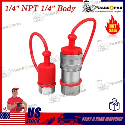 Acoplador hidráulico de conexión rápida 1/4 NPT 1/4 cuerpo Poppet Pioneer Style 5076 PSI Foto 1 de 4