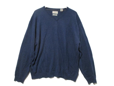 尺寸 2XL 防水复古毛衣美利奴羊绒套衫海军蓝 Y2K Preppy — 第 1/4 张图片