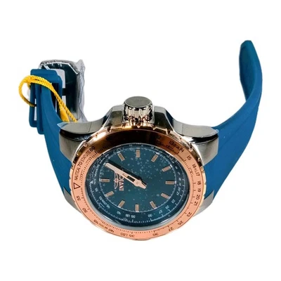 Reloj náutico Invicta Pro Diver regla deslizante esfera azul oro rosa correa de silicona Foto 1 de 4