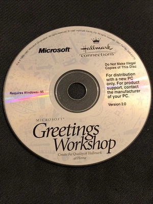 Microsoft Greetings Workshop 2.0 Hallmark for Windows 95 PC CD-ROM Disc ONLY - Image 1 of 3