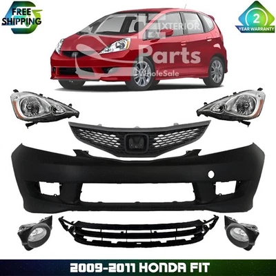 Front Bumper Cover Fascia Paintable & Grille Assembly For 2009-2011 Honda Fit Foto 1 de 4