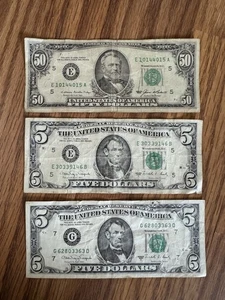 Fifty And 2 Five’s Small Face US Currency Old Money - Picture 1 of 9