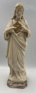 Antigua figura religiosa francesa sangrando corazón Jesús Pieraccini pesada tiza - Imagen 1 de 11