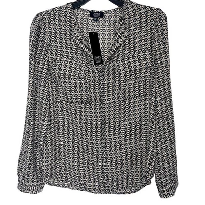 Blusa Jones New York Signature para mujer manga larga negra talla múltiple pequeña - $79 Foto 1 de 4