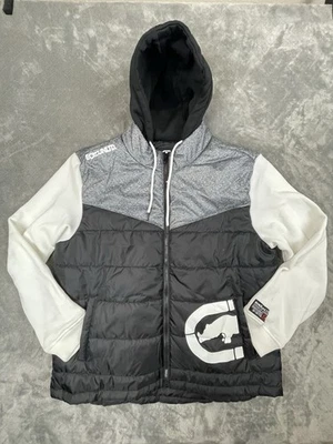 Ecko Unltd XL Hybrid Puffer Hoodie Jacket Black Gray White Zip Up NWT Mens Coat - Image 1 of 4