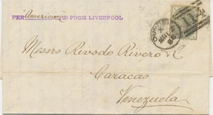 GB 1886 QV 4 d dark grey green (SL) single postage VF cover DUNDEE - VENEZUELA - Picture 1 of 1