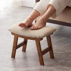 Bamboo Foot Stool, Small Ottoman for under Desk, Living Room, Bedroom, Kitchen - Picture 1 of 12