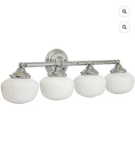$200 Hamilton Hills Quadruple Rounded Glass Light Fixture Vanity Bathroom Lights - Picture 1 of 8